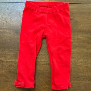 Janie and Jack red leggings w bow detail 12-18 months